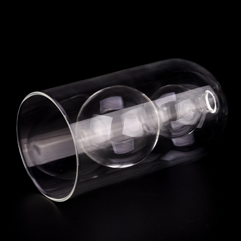 Luxury handmade double wall with series bulb inside glass candle holder for supplier
