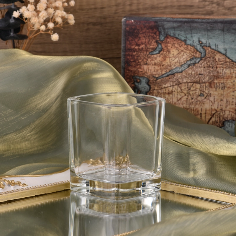 Wholesale 8oz square glass candle jar scented candle vessels home decoration Wholesale 8oz square glass candle jar scented candle vessels home decoration