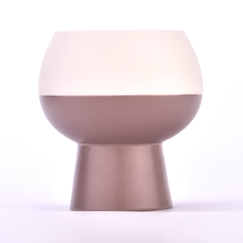 Popular shape with high step 400ml ceramic candle holder for supplier