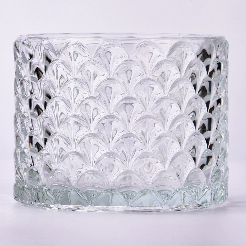 Luxury 500ml glass candle holder with scale pattern on for supplier