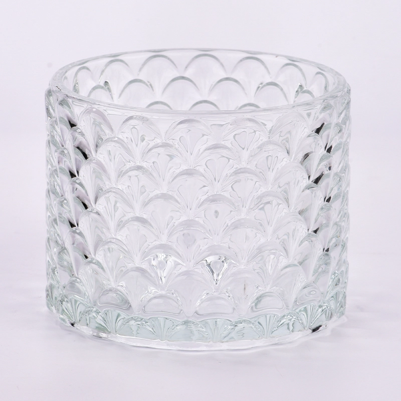 Luxury 500ml glass candle holder with scale pattern on for supplier Luxury 500ml glass candle holder with scale pattern on for supplier