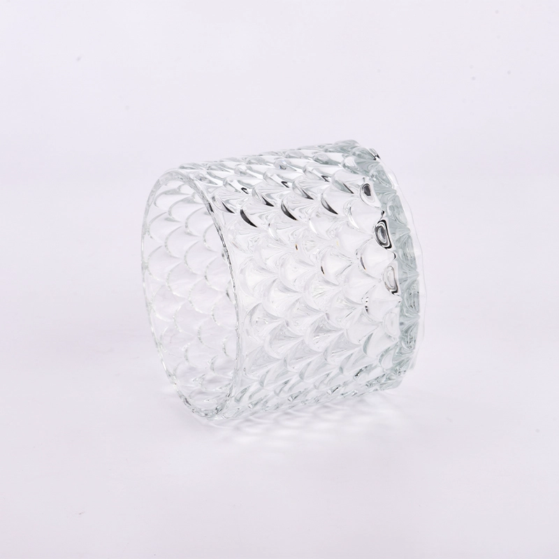 Luxury 500ml glass candle holder with scale pattern on for supplier