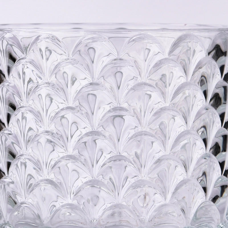Luxury 500ml glass candle holder with scale pattern on for supplier Luxury 500ml glass candle holder with scale pattern on for supplier