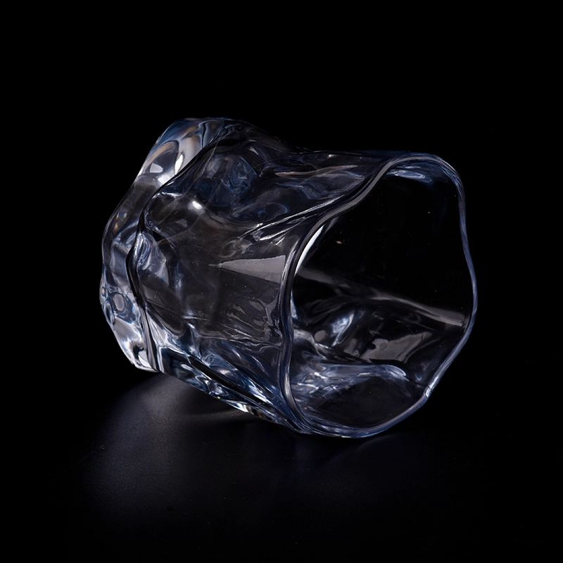 Hot sale transparent blue twisty 8oz glass jar for wholesale