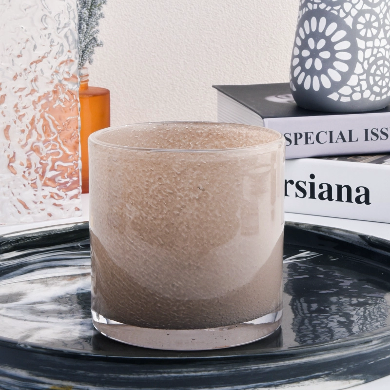 Handmade Colorful Candle Vessel Large Cylinder Glass Candle Jars