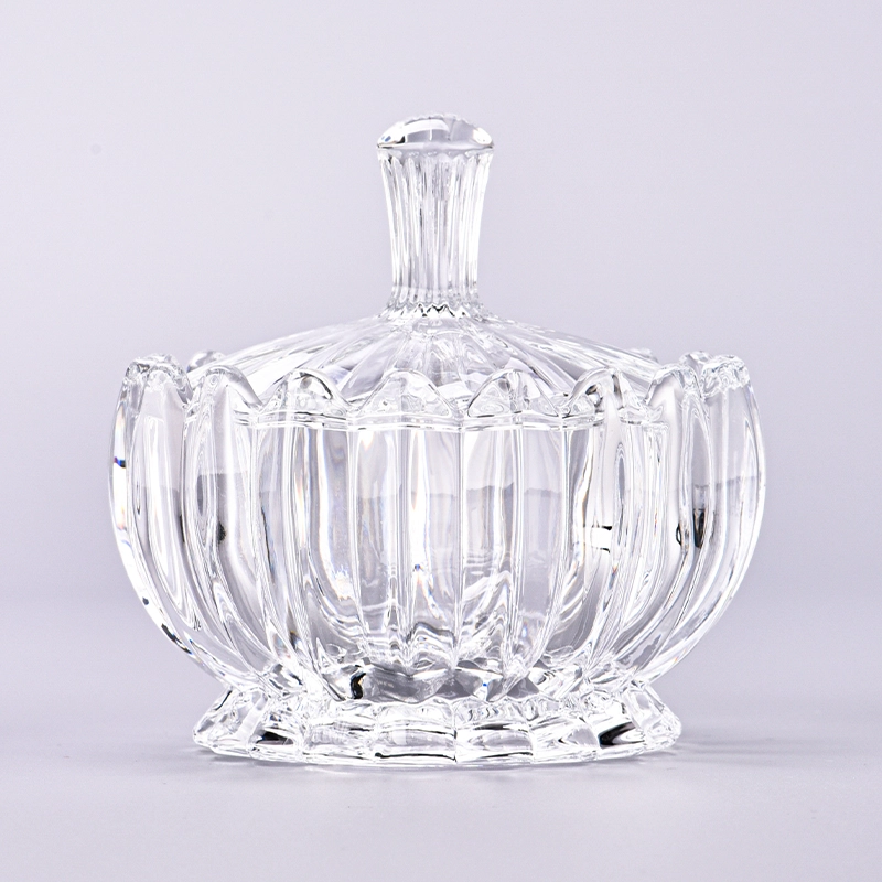 Wholesale Christimas 260ml glass candle holder & lids with handle 