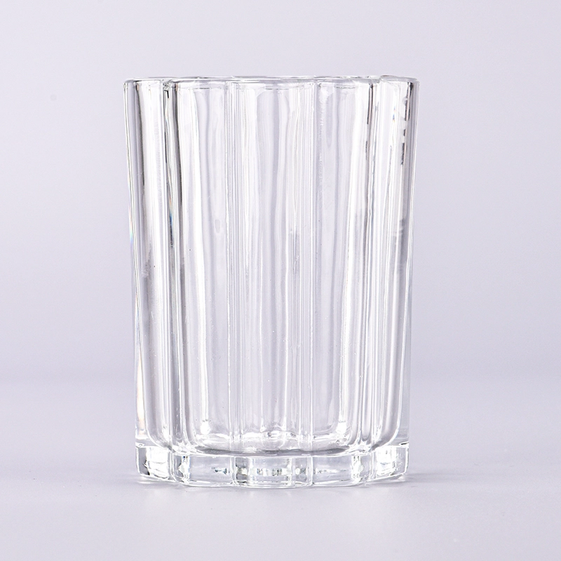 Unqie 8oz Glass Candle Jars Ribber Glass Candle Holders Wholesale