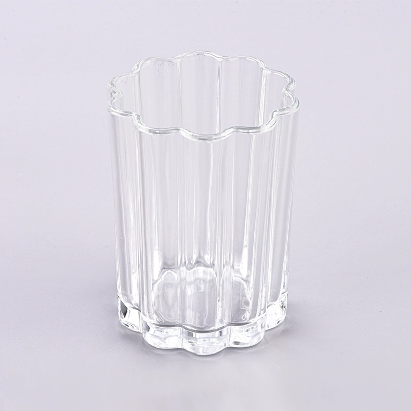 Unqie 8oz Glass Candle Jars Ribber Glass Candle Holders Wholesale