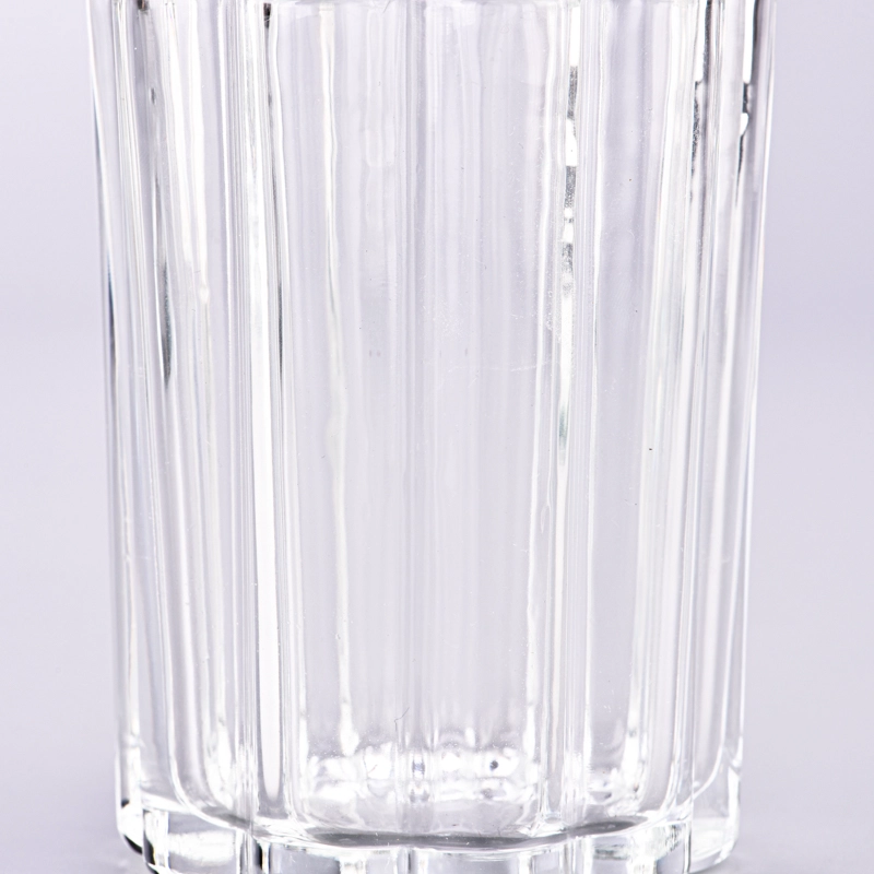 Unqie 8oz Glass Candle Jars Ribber Glass Candle Holders Wholesale
