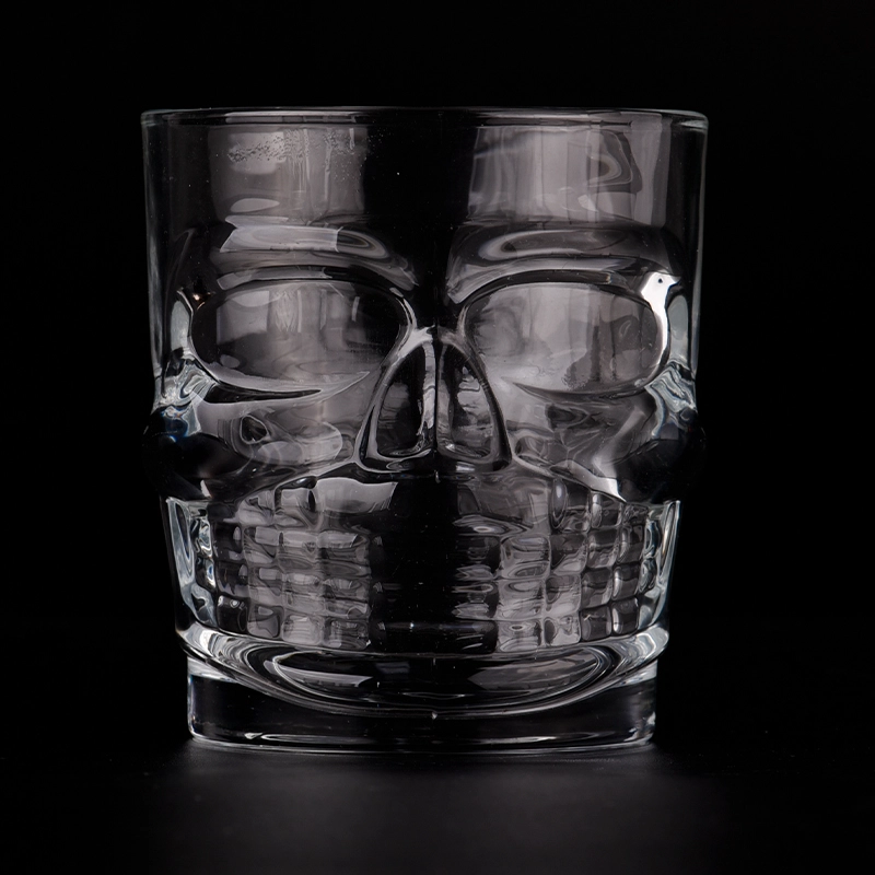 Newly deco 8oz 10oz customized deco on face shape glass candle holder for supplier