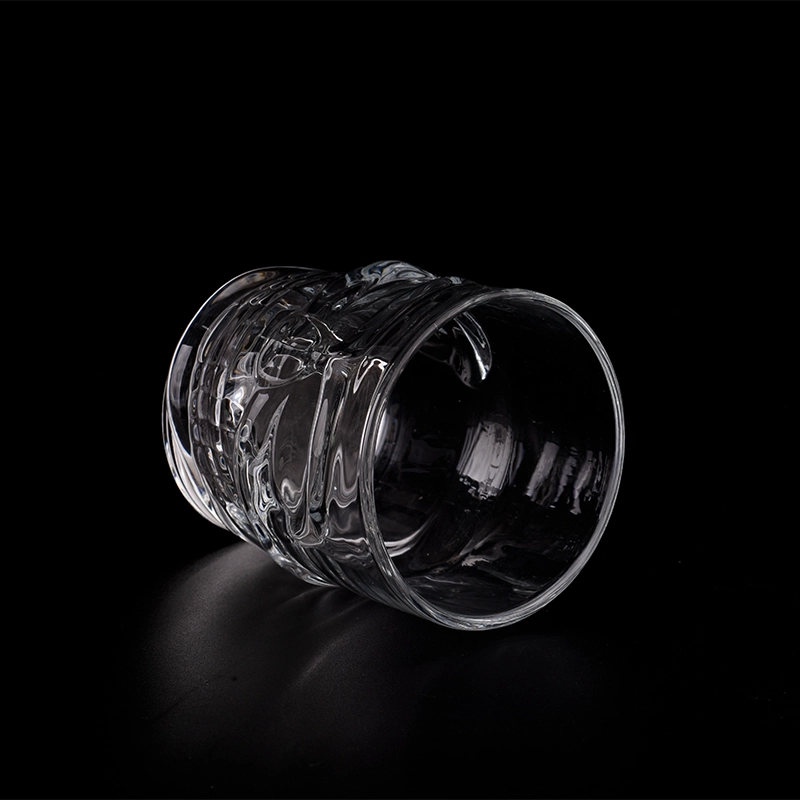 Newly deco 8oz 10oz customized deco on face shape glass candle holder for supplier