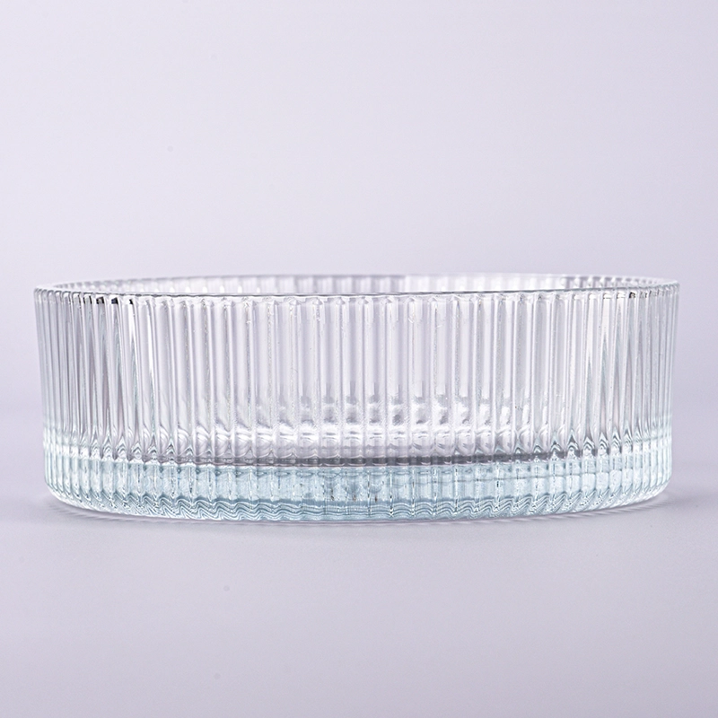 Three Wicks Four Wicks Glass Candle Vessels Wholesale Ribber Glass Candle Holder
