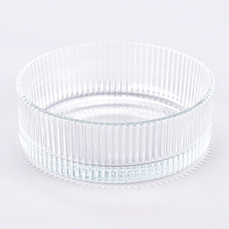 Three Wicks Four Wicks Glass Candle Vessels Wholesale Ribber Glass Candle Holder