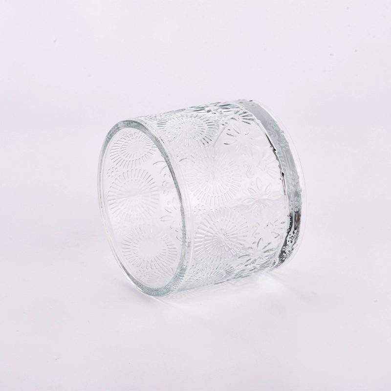 Popular solar ring 500ml with customized effect glass candle holder for supplier
