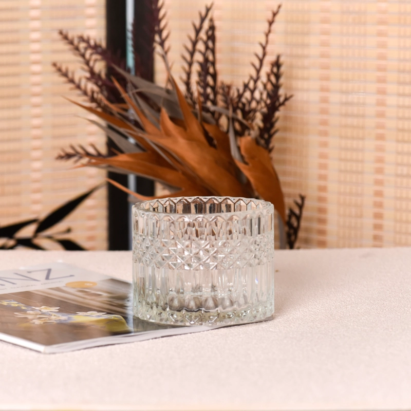 Wholesale clear glass candle jar for dinning table decoration Wholesale clear glass candle jar for dinning table decoration