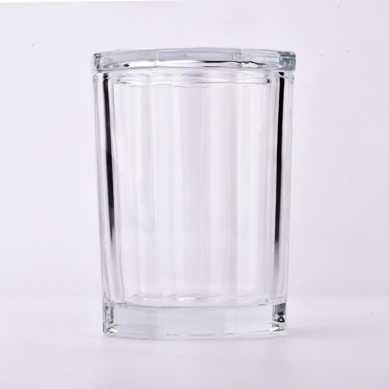 Wholesale octagonal 1096ml transparent large capacity glass candle jar with lid Wholesale octagonal 1096ml transparent large capacity glass candle jar with lid