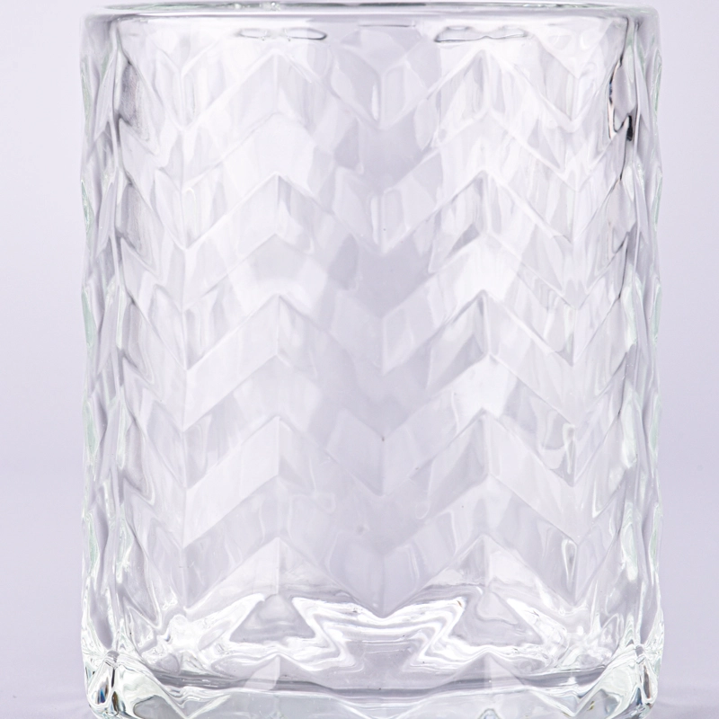 Luxury exquisite pattern glass candle holder for home decoration glass jar