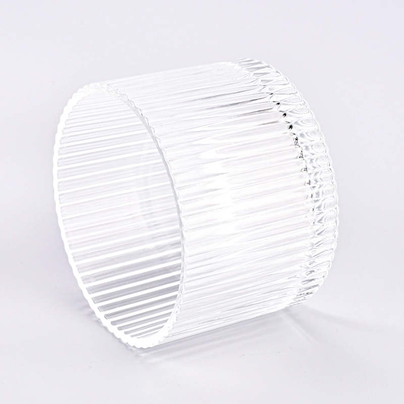 Wholesale vertical striped glass candle holders for home decoration glass jars Wholesale vertical striped glass candle holders for home decoration glass jars