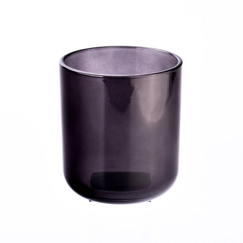 14oz gray color round bottom aura glass candle jars 