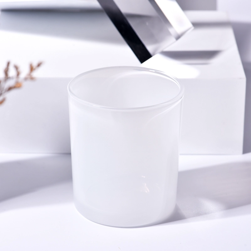 milky color 8oz glass candle jars with and candle holders for wholesale