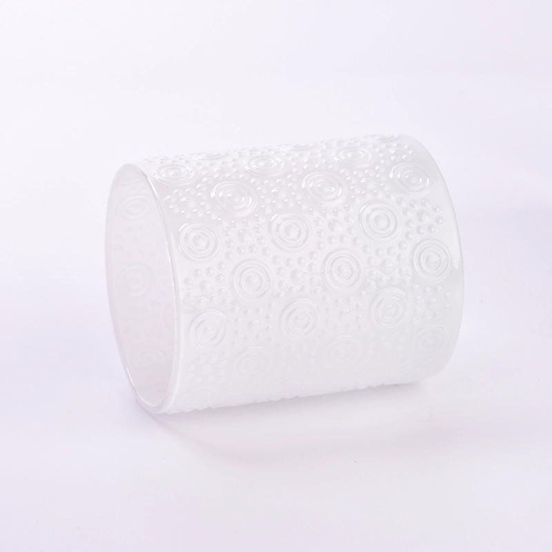 milky color 8oz glass candle jars with and candle holders for wholesale