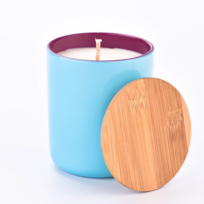 8oz 10oz blue color glass candle vessel Luxury Glass Candle Jars For Candle Making