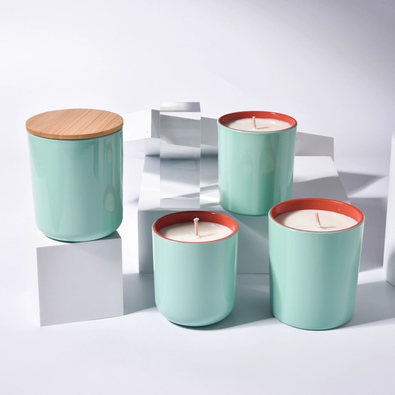 colorful glass candle jars with lids for home fragrance