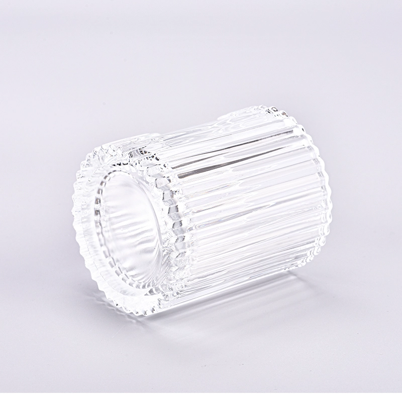 Wholesale vertical line glass candle holder for home deco Wholesale vertical line glass candle holder for home deco