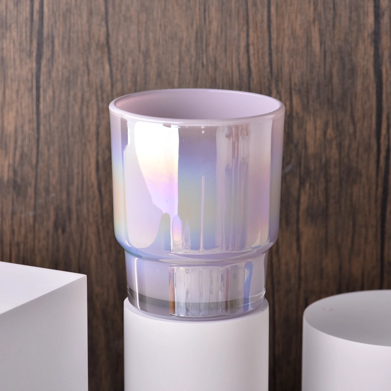 Supplier iridescent Glass Candle Vessels for home deco Supplier iridescent Glass Candle Vessels for home deco