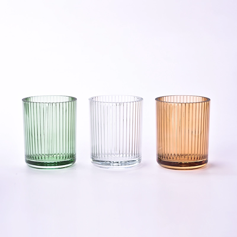 Popular vertical Stripe Design Scented Glass for Candles Glass Container for Soy Wax