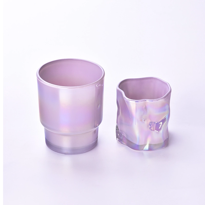 Wholesale pink purple gradation irregular pattern glass candle jars Wholesale pink purple gradation irregular pattern glass candle jars