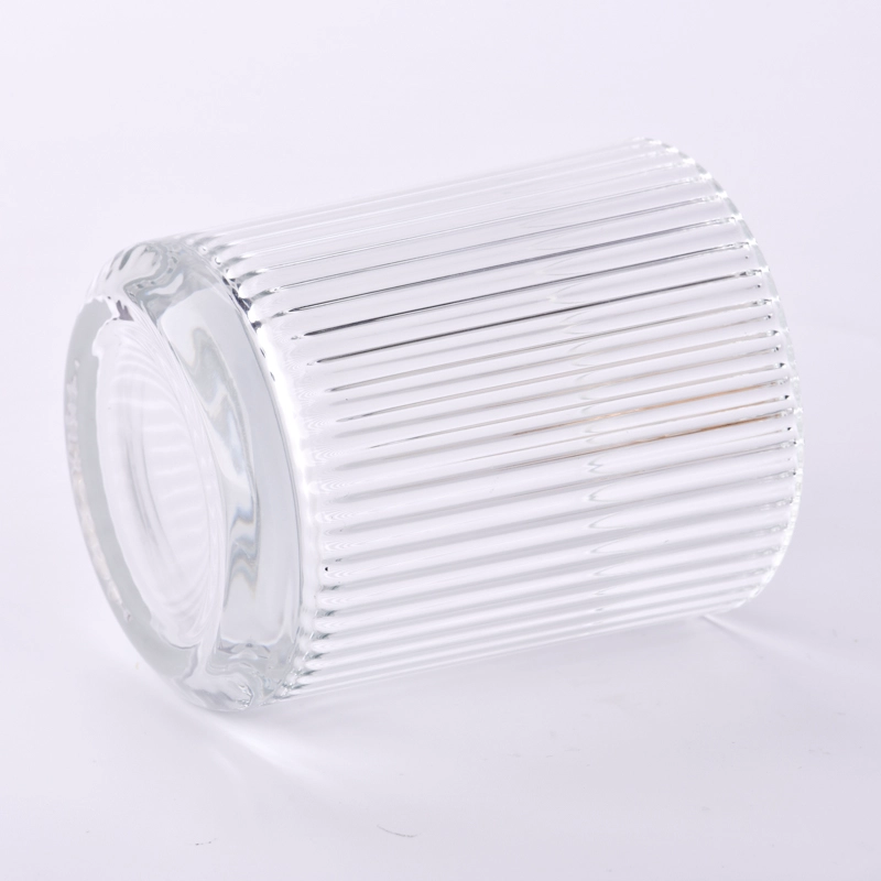 Wholesale clear 440ml vertical line glass candle jars Wholesale clear 440ml vertical line glass candle jars