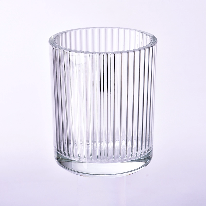 Wholesale clear 440ml vertical line glass candle jars Wholesale clear 440ml vertical line glass candle jars