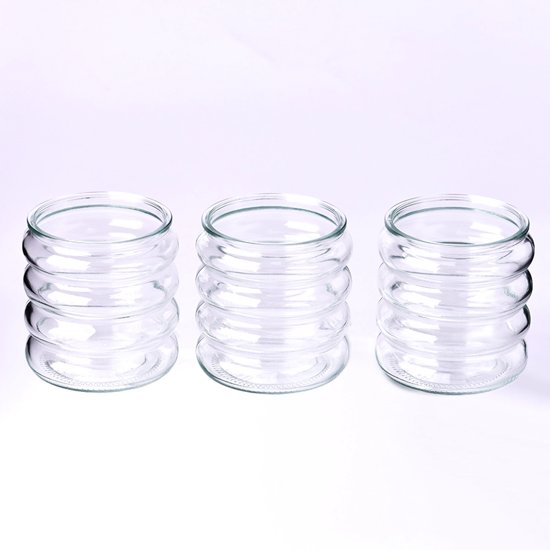 unique shape glass candle holders with circle pattern
