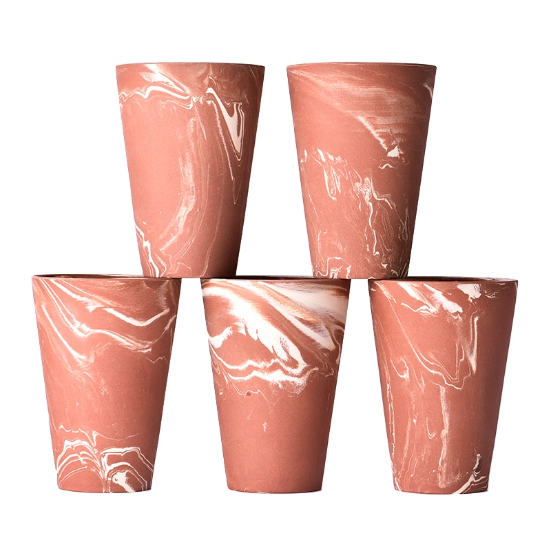 Large votive ceramic candle jars with marble finish 