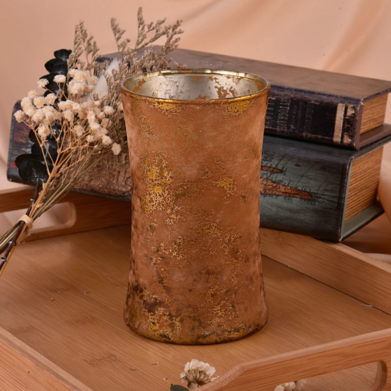 Factory direct sales 760ml foil gold glass candle jar home decor