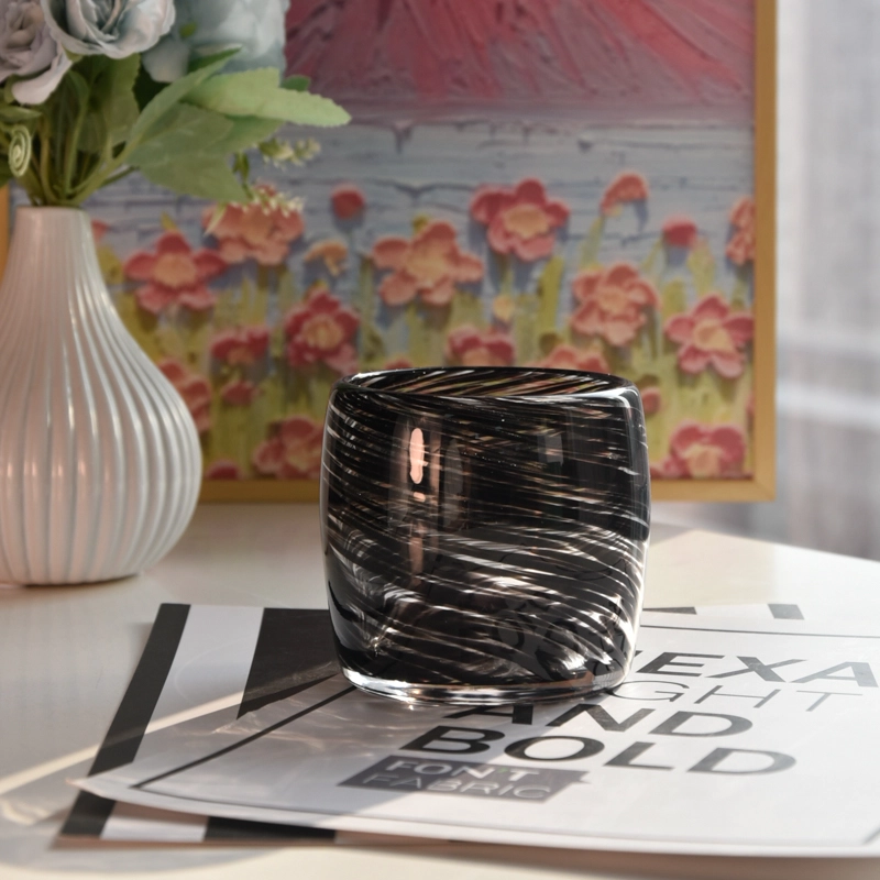Frascos de velas de vidro vazios pretos personalizados no atacado para decoração de casa