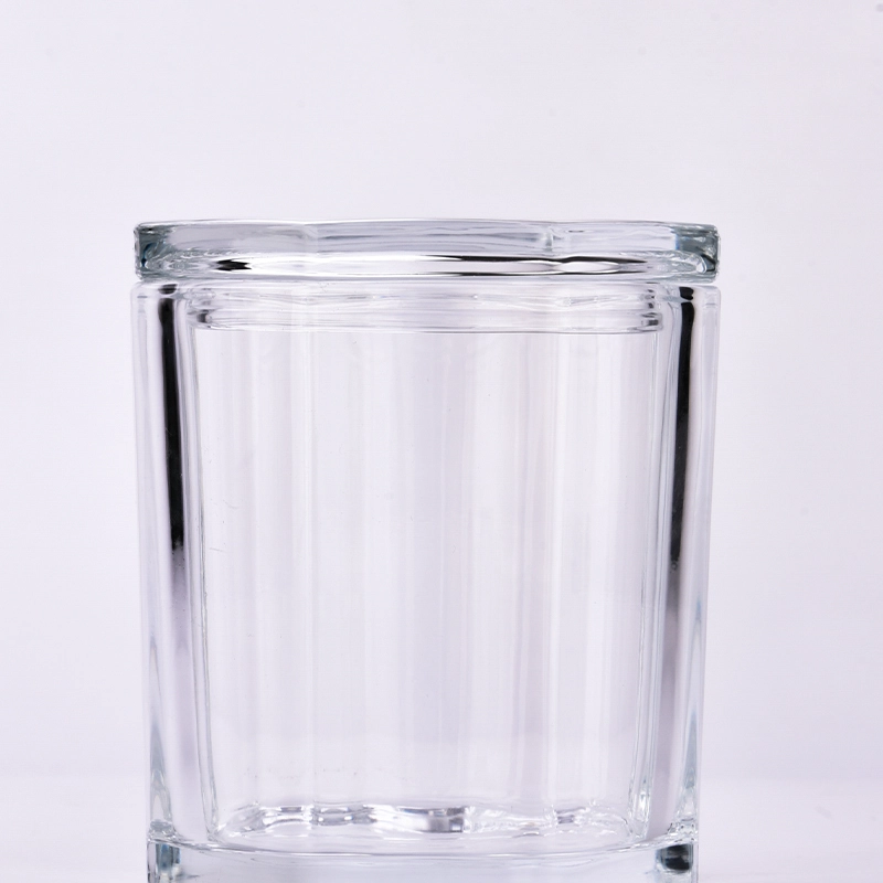 Octagonal glass candle jars with lids large glass candle holders with lids 