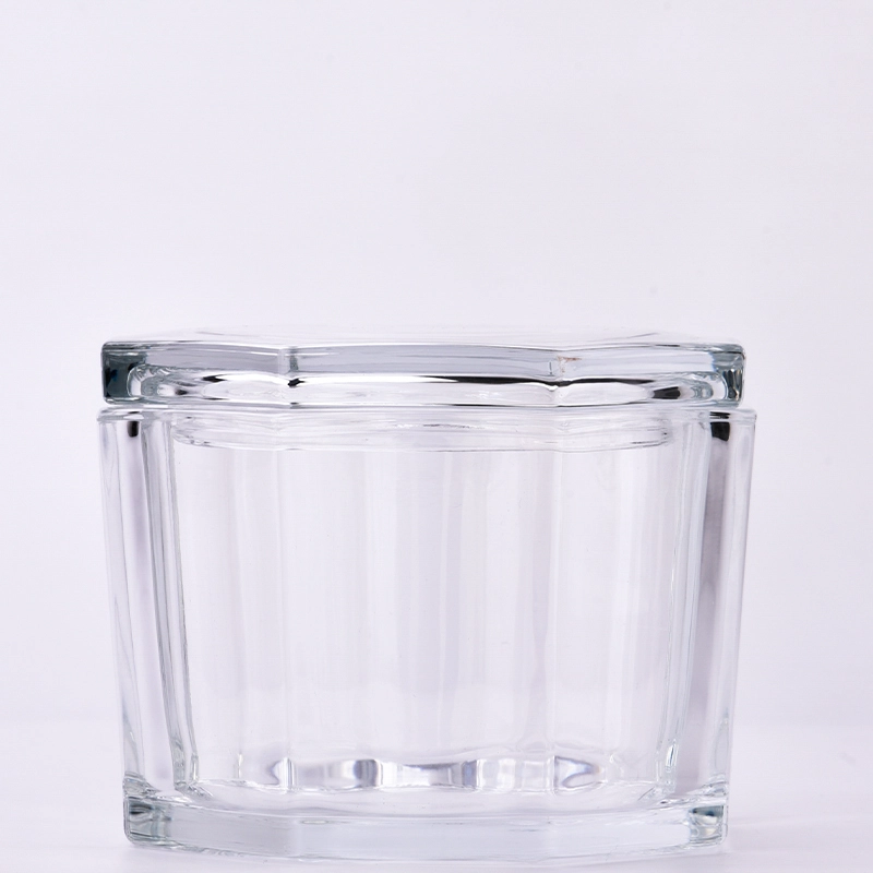 Octagonal glass candle jars with lids large glass candle holders with lids 