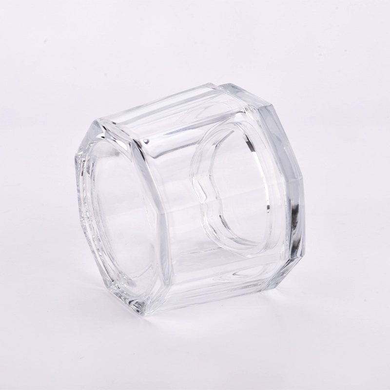 Octagonal glass candle jars with lids large glass candle holders with lids 