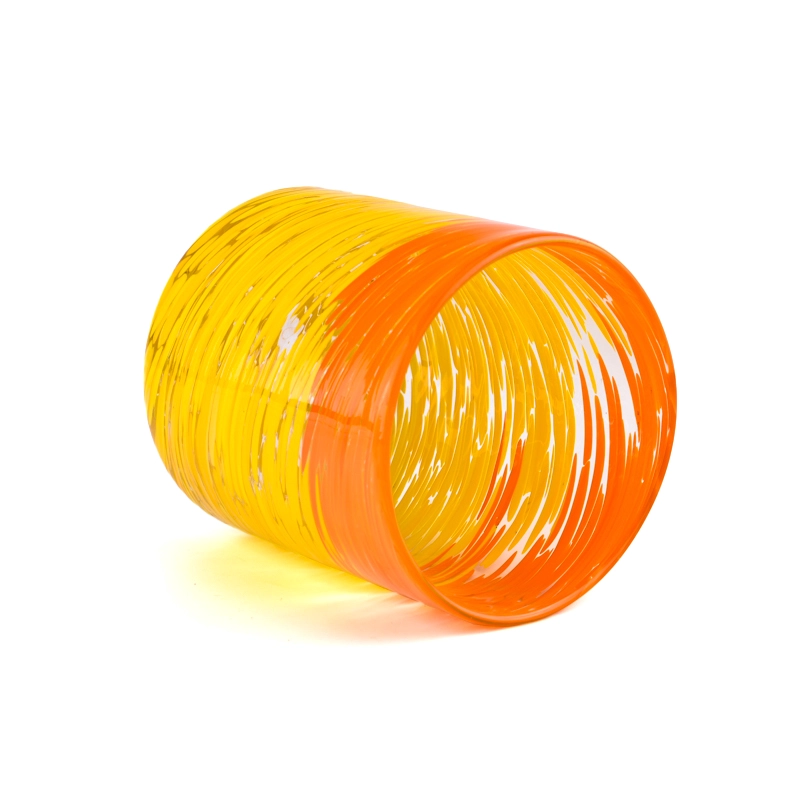 Wholesale hand-painted glass candle jars with yellow and orange patterns Wholesale hand-painted glass candle jars with yellow and orange patterns