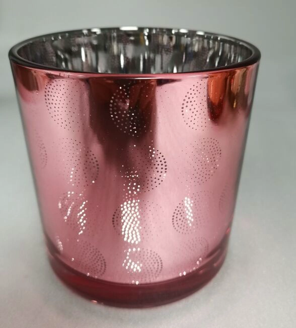 Wholesale 6oz 8oz 10oz 12oz 14oz 16oz staight line jar with customized electroplating and laser pattern Glass Candle Jars for wedding