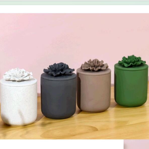 Supplier 10oz colored ceramic candle jar with round bottom for home deco