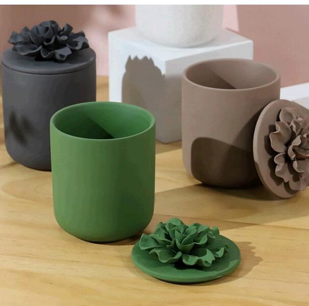 Supplier 10oz colored ceramic candle jar with round bottom for home deco