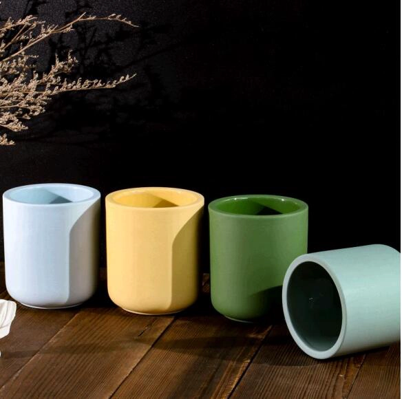 Supplier 10oz colored ceramic candle jar with round bottom for home deco