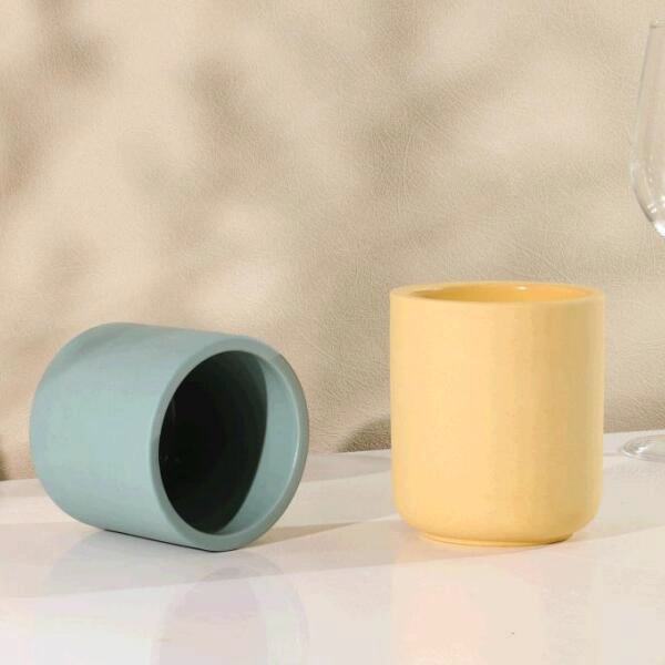 Supplier 10oz colored ceramic candle jar with round bottom for home deco