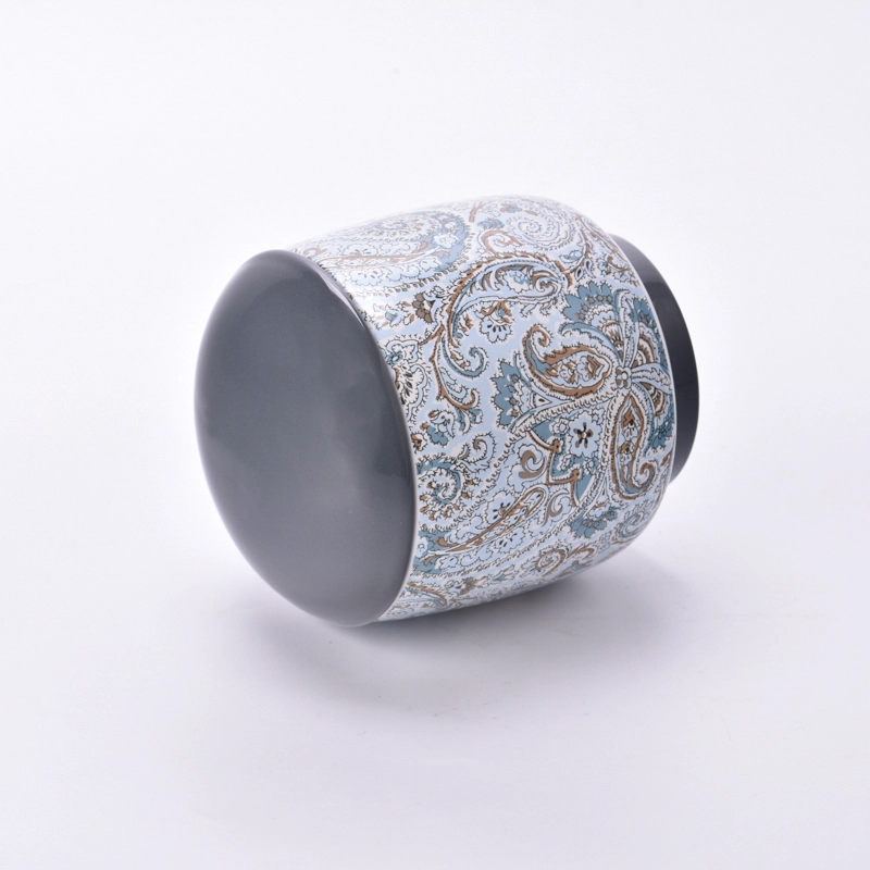 Custom Unique Blue Luxury Ceramic Candle Vessel Jars with Lid Custom Unique Blue Luxury Ceramic Candle Vessel Jars with Lid