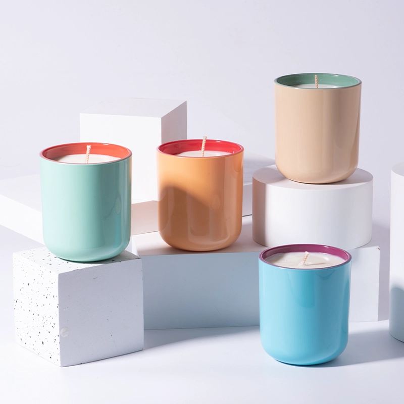 Luxury 7oz opaque color round bottom glass candle holder Luxury 7oz opaque color round bottom glass candle holder