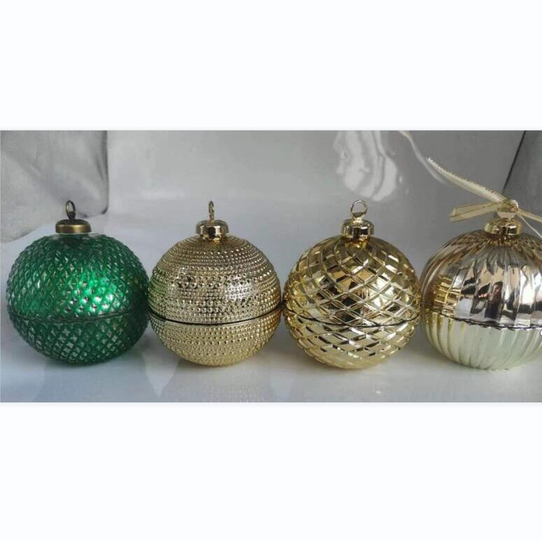 Christmas 6oz glass ball candle holders with ball lid