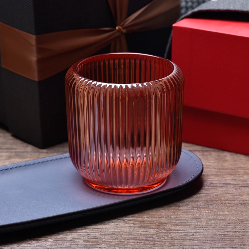 Wholesale 8oz home decor pink color thick wall glass candle jars in bulk 